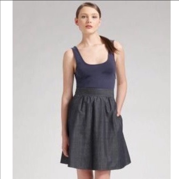 Theory Dresses & Skirts - Theory Greece Boa Denim Sleeveless Combo Dress